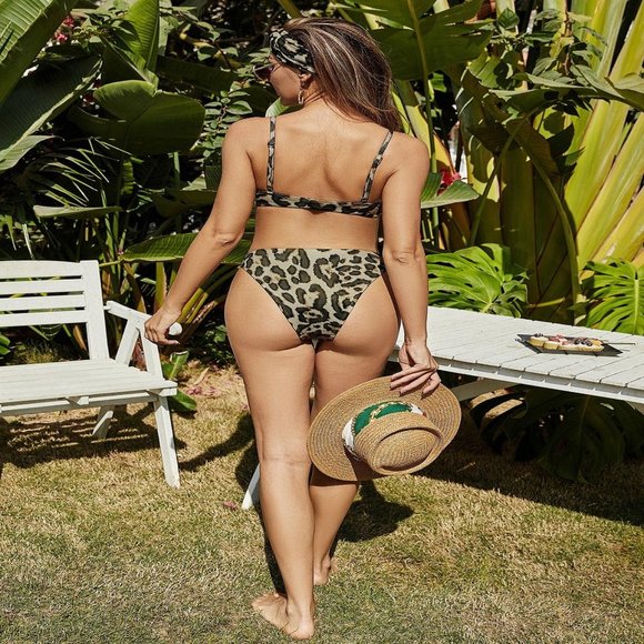 Printed Tie Front Spaghetti Strap Bikini Set - Picture 3 of 4